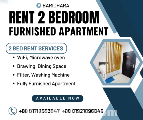 Furnished 2 Bedroom Serviced Apartment RENT In Baridhara.